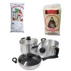 Utensilios de cocina, azúcar y arroz